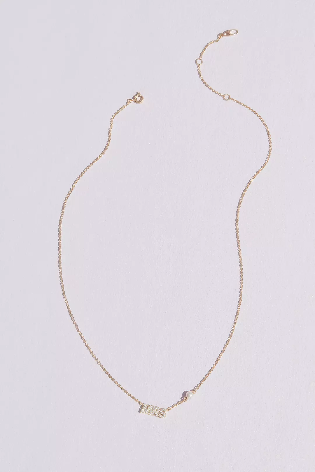 18K Gold Plated MRS Necklace with Pearl Detail Image 2