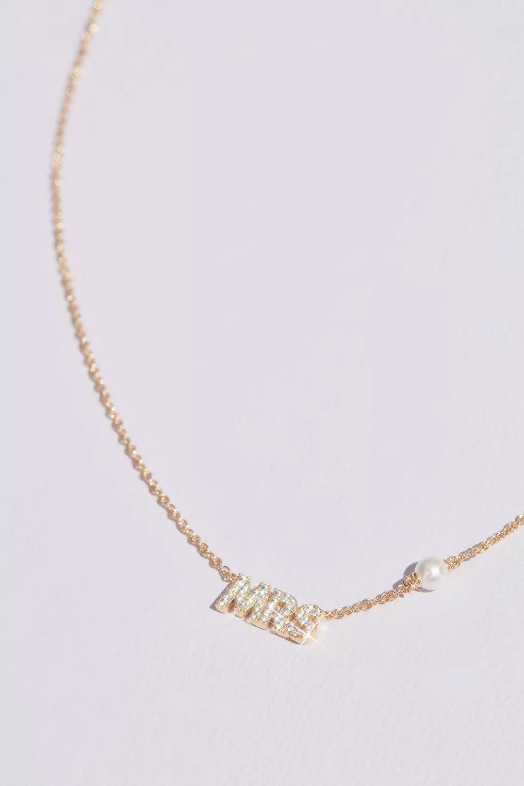 18K Gold Plated MRS Necklace with Pearl Detail Image