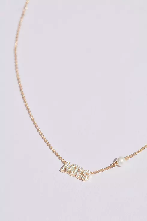 18K Gold Plated MRS Necklace with Pearl Detail Image 1