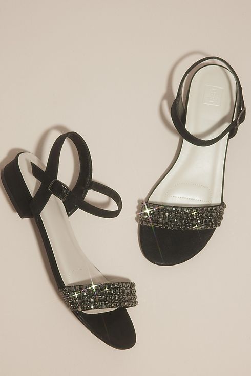 Embellished Low Block Heel Sandal with Ankle Strap Image 4