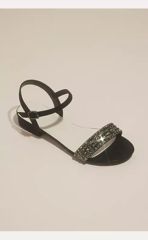 Embellished Low Block Heel Sandal with Ankle Strap Image 1