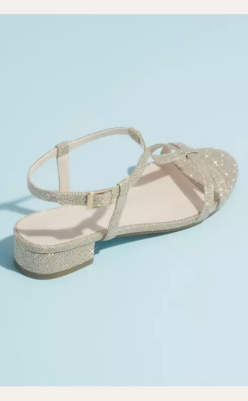 Glitter T-Strap Sandals with Low Block Heel Image 2