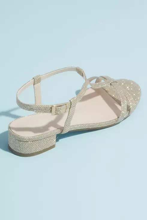 Glitter T-Strap Sandals with Low Block Heel Image 2