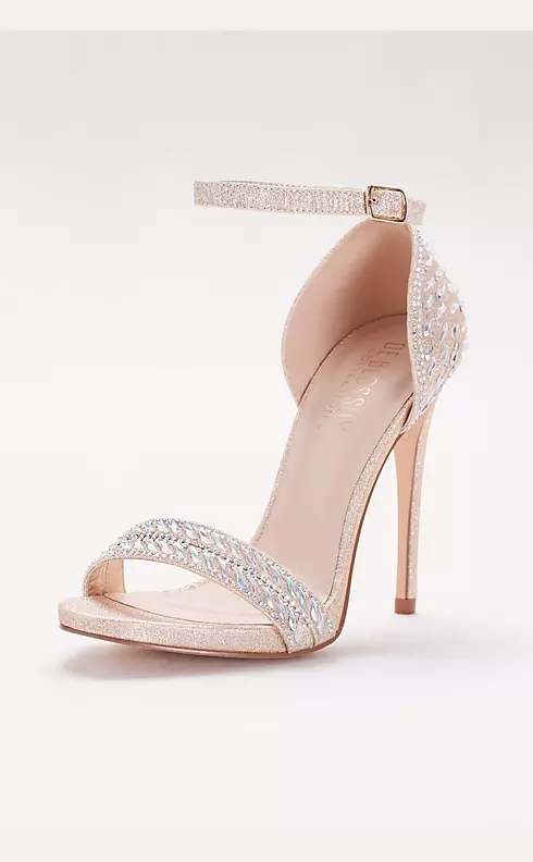 Metallic Ankle-Strap Sandals with Iridescent Gems Image 1