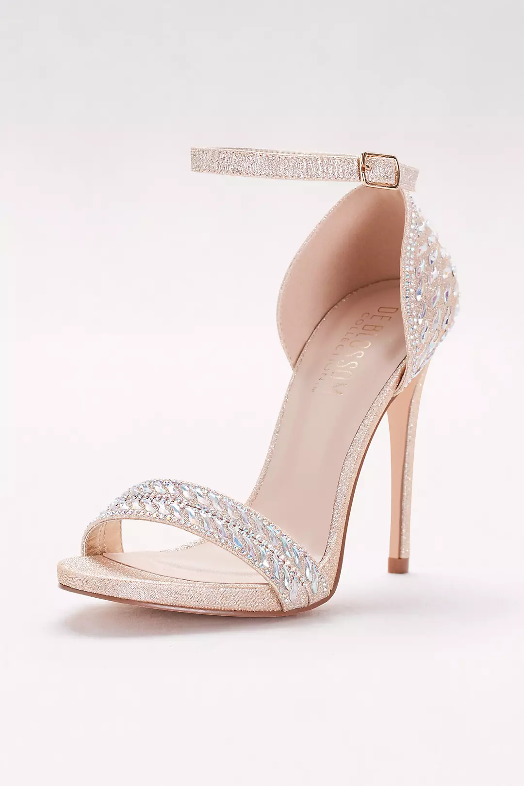 Metallic Ankle-Strap Sandals with Iridescent Gems Image