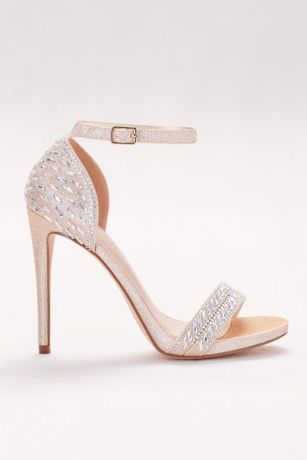 Metallic Ankle-Strap Sandals with Iridescent Gems | David's Bridal