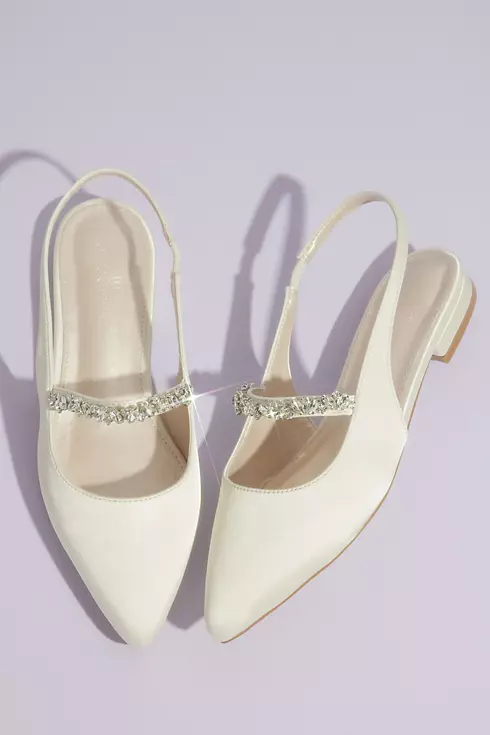 Satin Slingback Flats with Crystal Strap Image 4