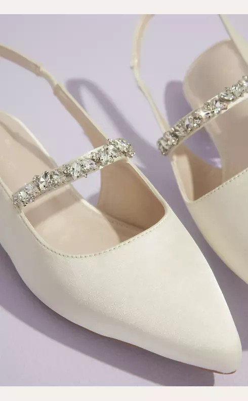 Satin Slingback Flats with Crystal Strap Image 3