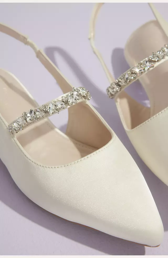 Satin Slingback Flats with Crystal Strap