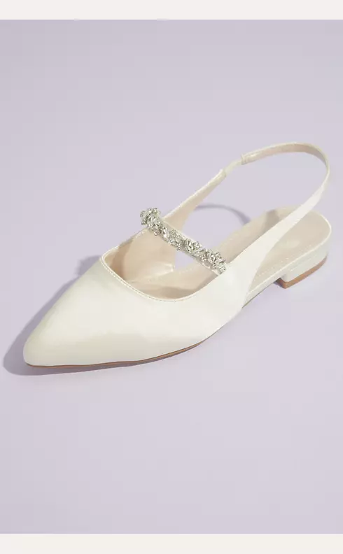 Satin Slingback Flats with Crystal Strap Image 1