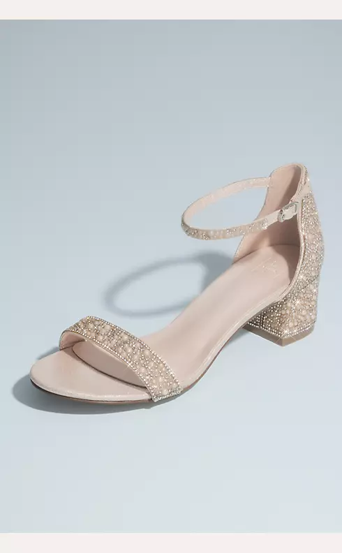 Crystal and Pearl Block Heel Sandals Image 1