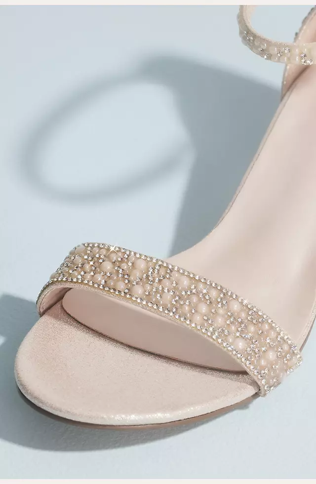 Crystal and Pearl Block Heel Sandals Image 3