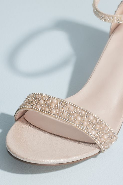 Crystal and Pearl Block Heel Sandals | David's Bridal