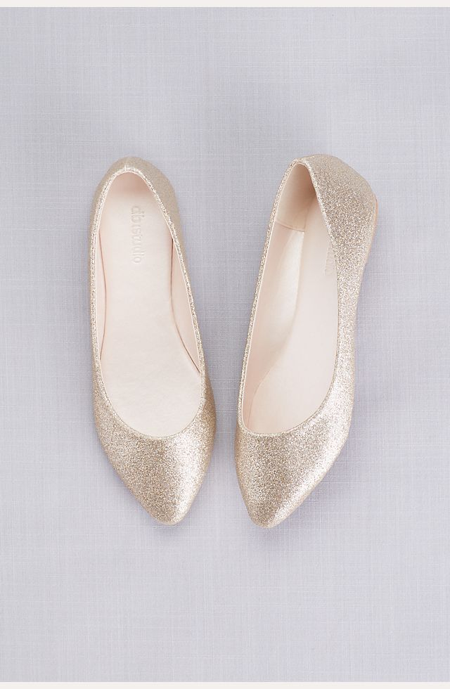 Allover Glitter Pointed Toe Flats | David's Bridal
