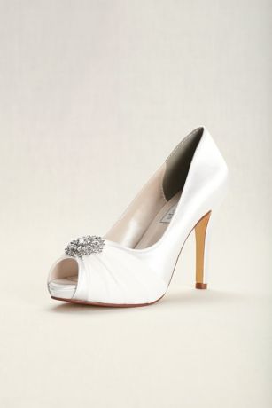 Dyeable Chiffon and Satin Peep-Toe Heels