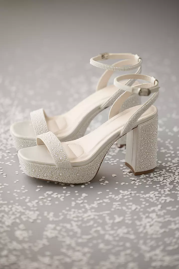 Pearl Embellished Platform Block Heels | David's Bridal Pearl Embellished Platform Block Heels | David's Bridal
