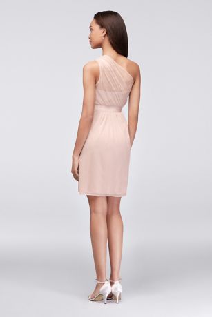 david's bridal mesh one shoulder