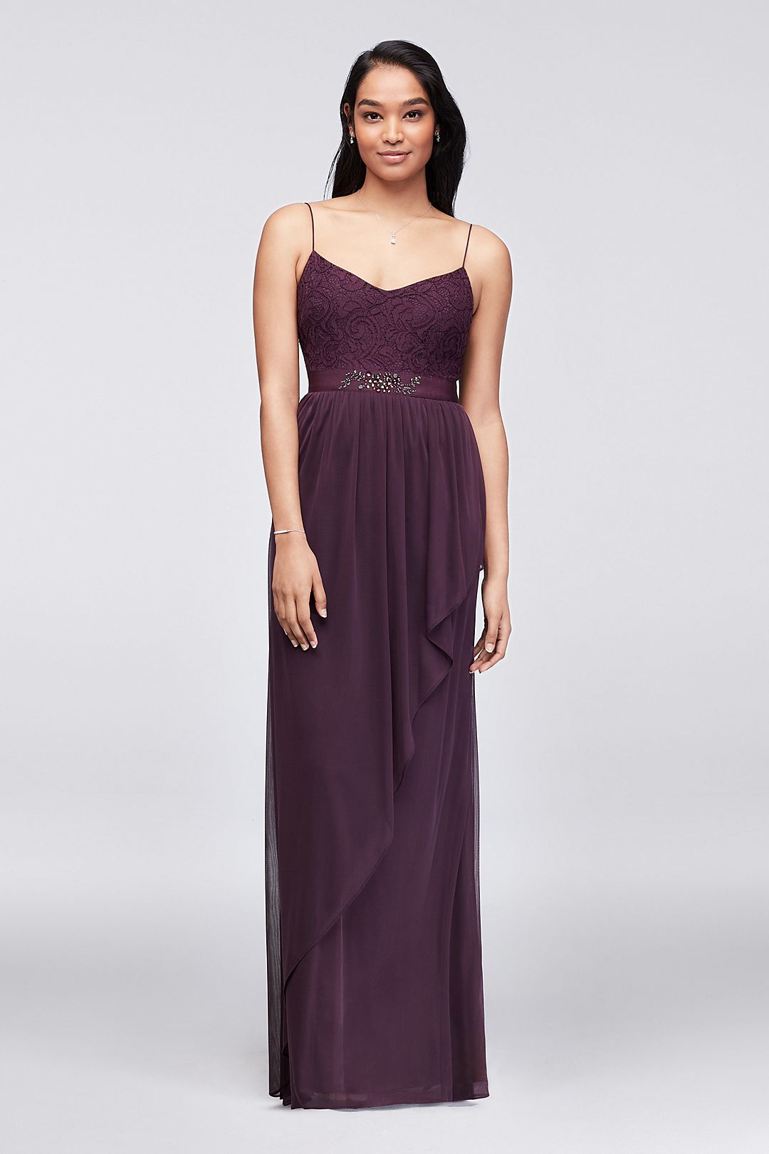 Lace and Cascading Mesh Bridesmaid Dress Image 1