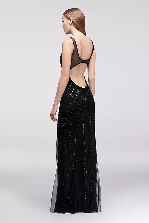 Beaded Mesh Mermaid Gown with Illusion Neckline Image 2