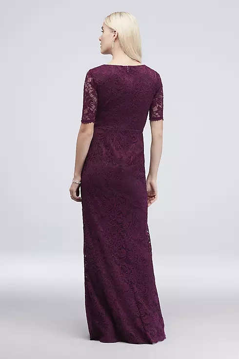 Sequin Lace 3/4 Sleeve Sheath Dress with Cascade Image 2