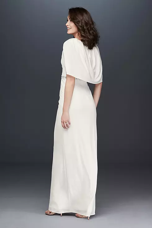 Faux-Wrap Jersey Capelet Gown with Embellishment Image 2