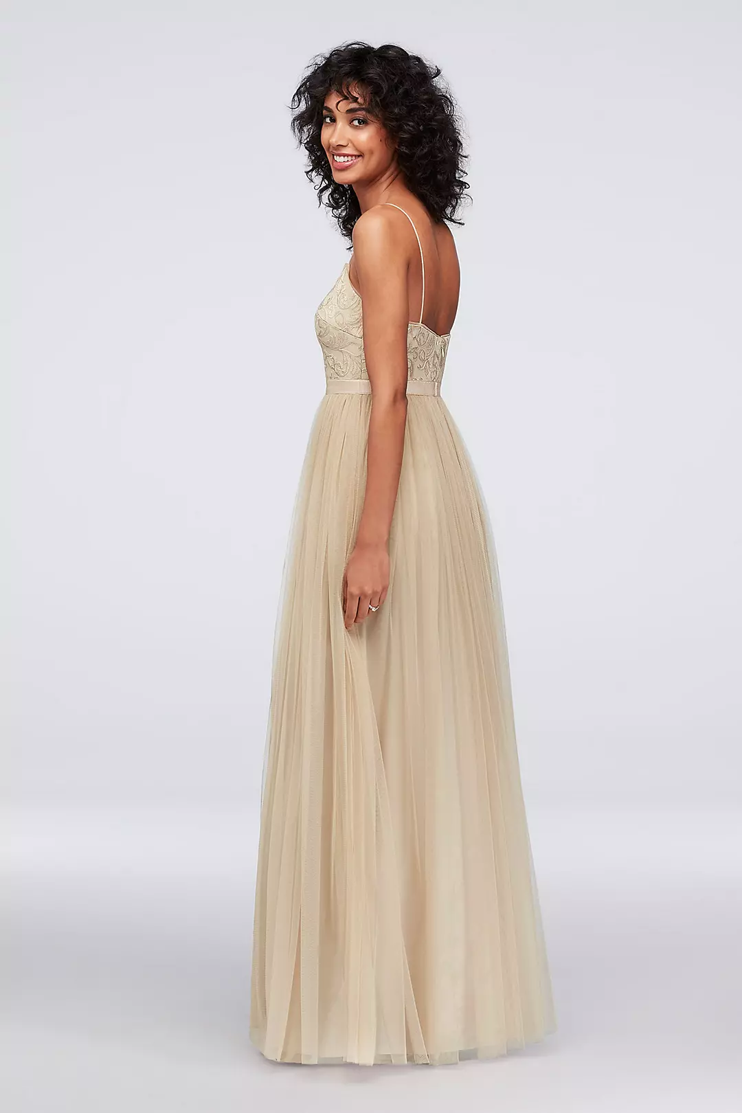 Sequin and Tulle A-Line Bridesmaid Dress Image 2