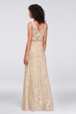 long sequin blouson bridesmaid dress