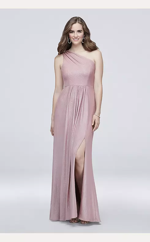 One-Shoulder Textured Foiled Jersey A-Line Dress Image 1