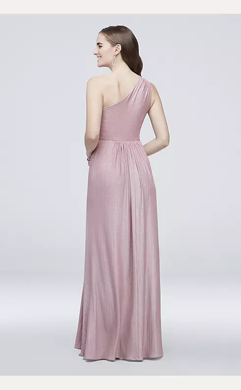 One-Shoulder Textured Foiled Jersey A-Line Dress Image 2