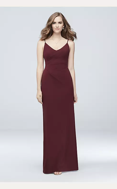 Scoopback Stretch Crepe Sheath Dress with Ruching Image 1