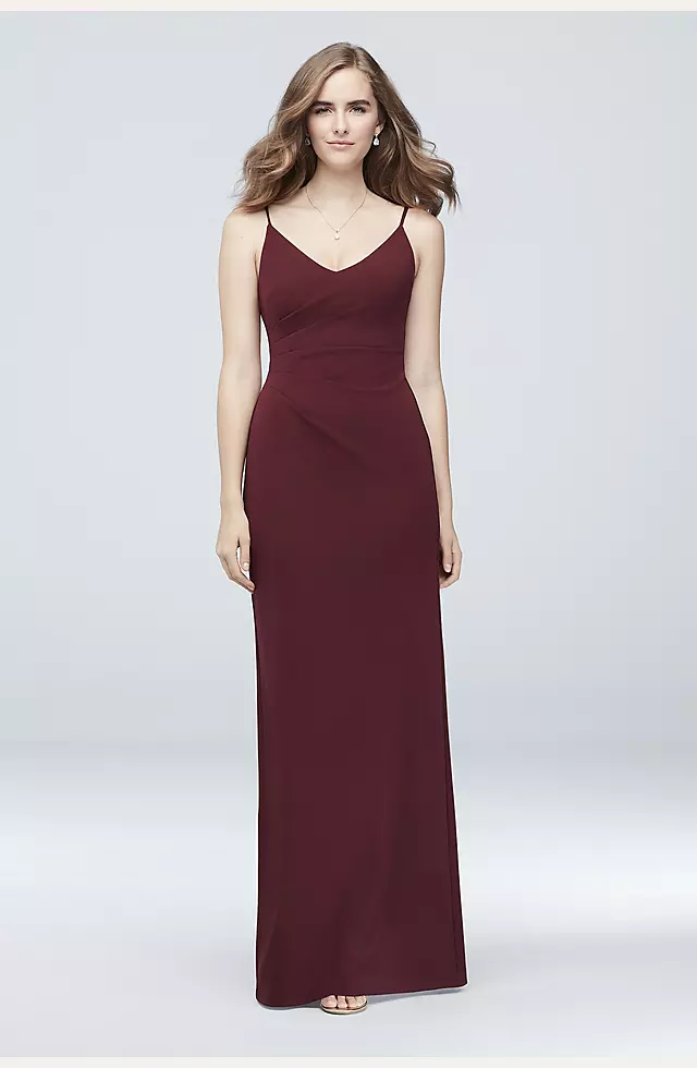 Scoopback Stretch Crepe Sheath Dress with Ruching Image