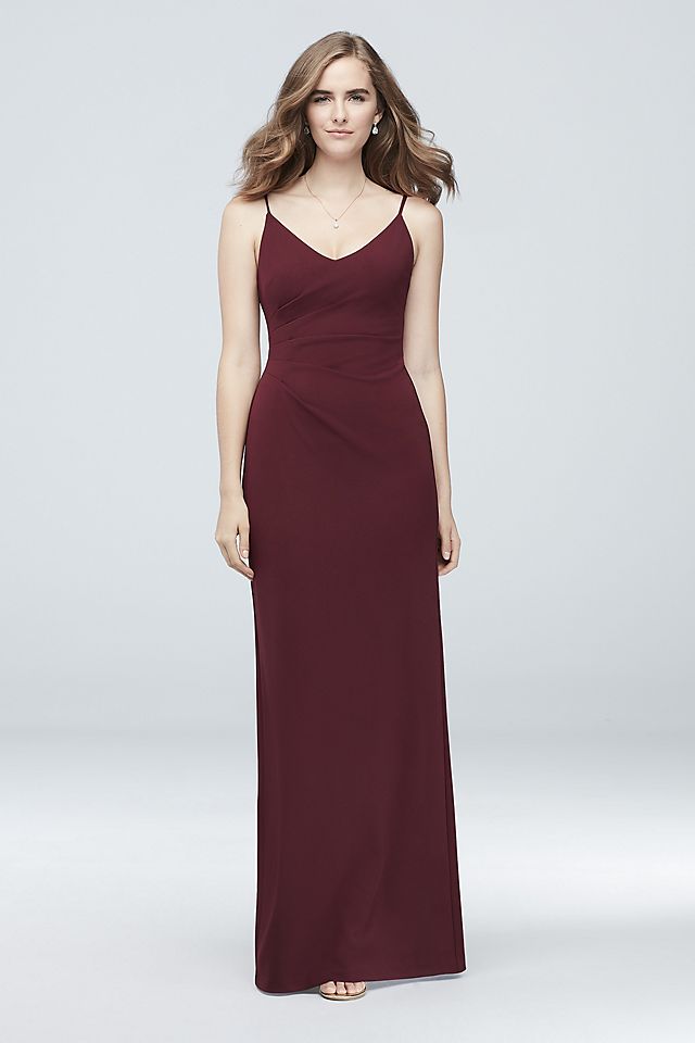 Scoopback Stretch Crepe Sheath Dress with Ruching Image 1