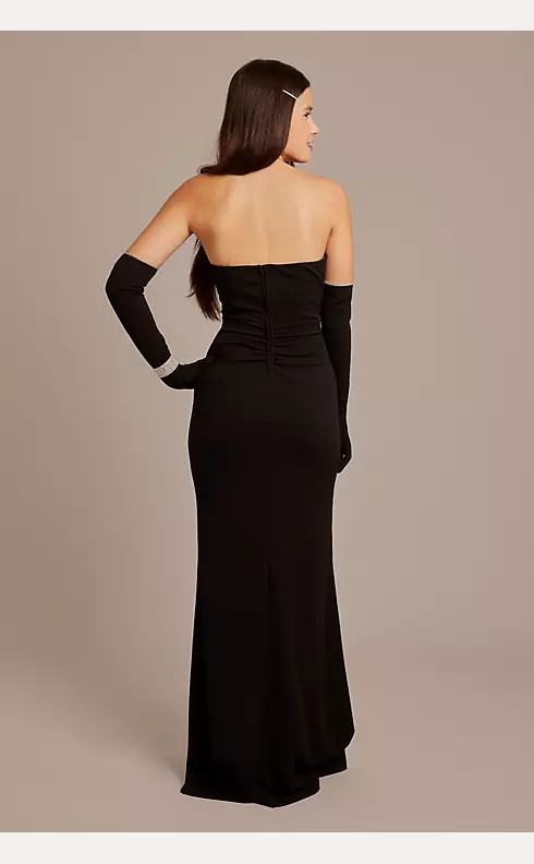 Strapless Draped Crepe Gown with Matching Gloves Image 2