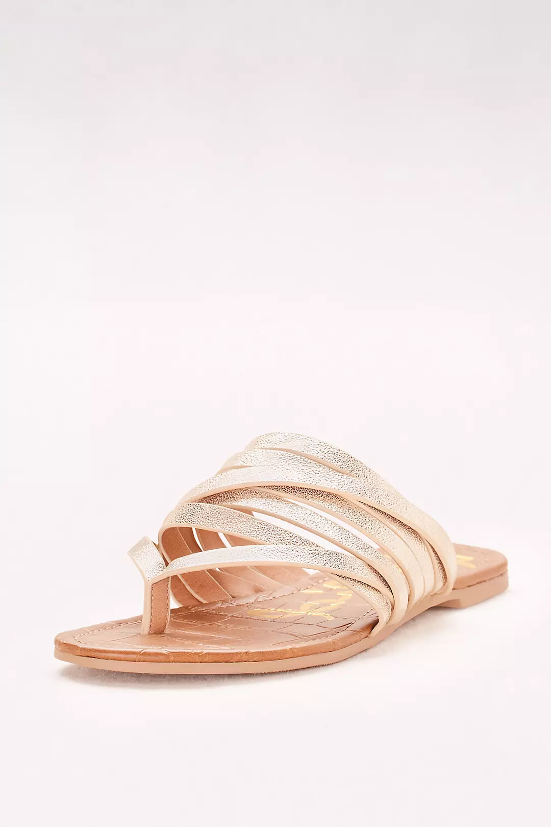 Metallic Strappy Flip Flop Sandals Image