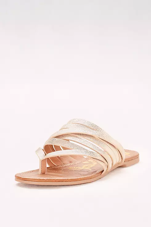 Metallic Strappy Flip Flop Sandals Image 1