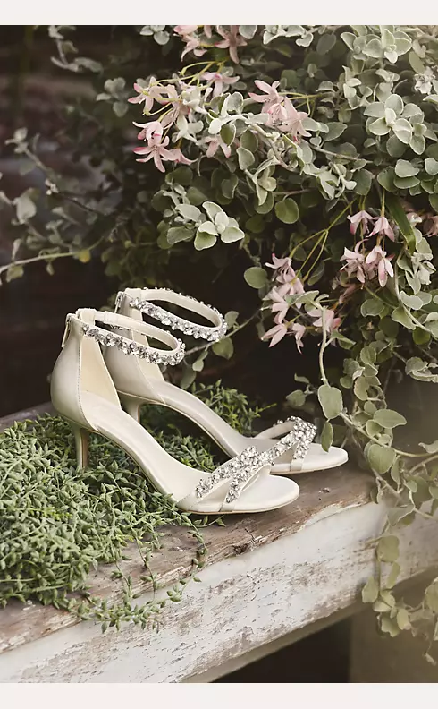 Jeweled Satin Ankle Strap Heels | David's Bridal