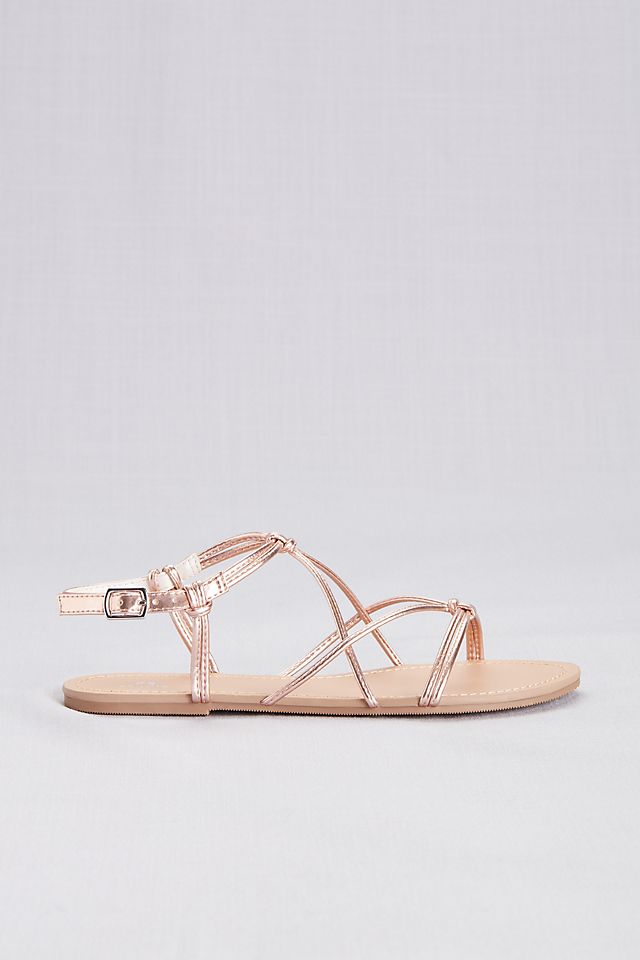 Strappy Flat Sandals with Ankle Closure Image 3