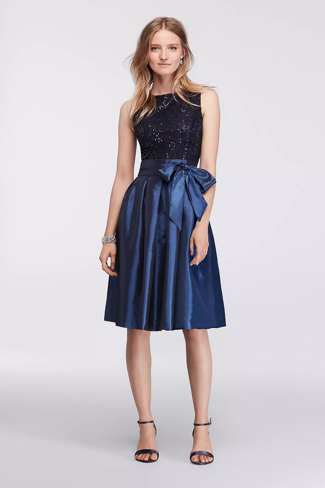 Short Dress with Full Skirt and Sequin Bodice Image