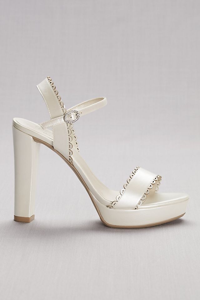 Pearlized Platform Sandals with Scalloped Edges Image 5