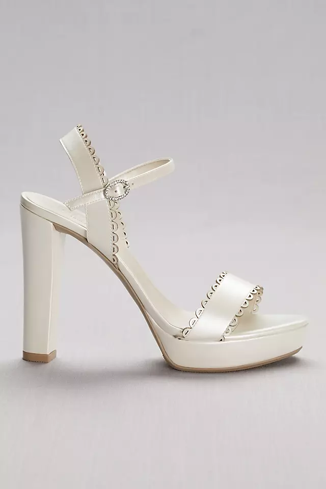 Pearlized Platform Sandals with Scalloped Edges Image 3