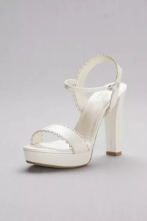 Pearlized Platform Sandals with Scalloped Edges Image 1