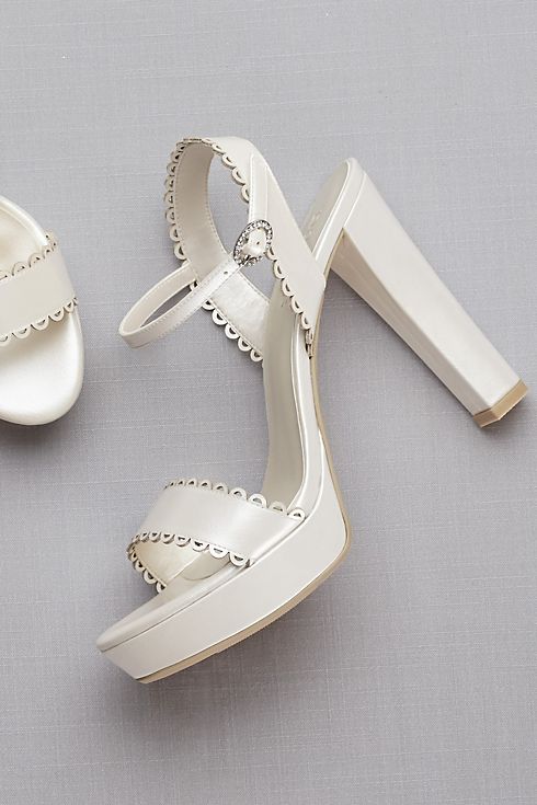 Pearlized Platform Sandals with Scalloped Edges Image 5