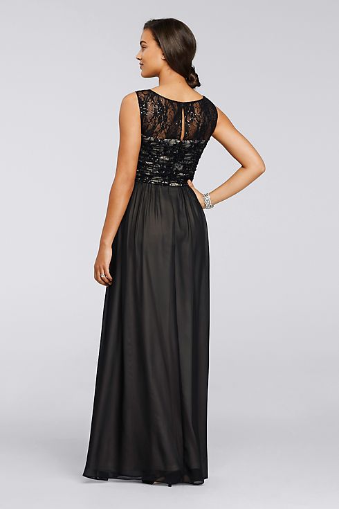 Ruched Long Dress with Illusion Neckline Image 2