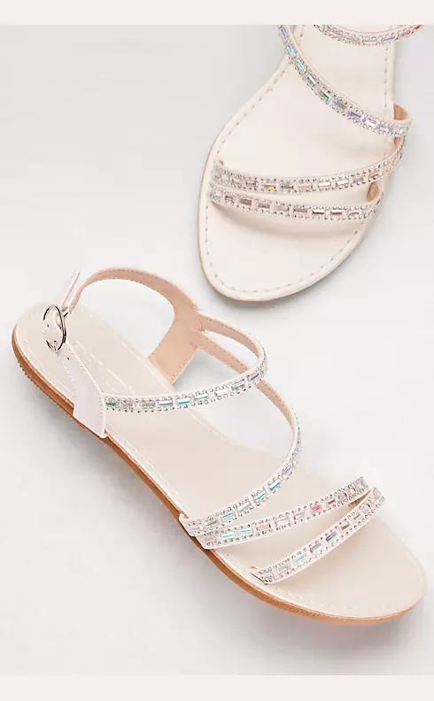 Asymmetric Strap Sandals with Crystal Details Image 4
