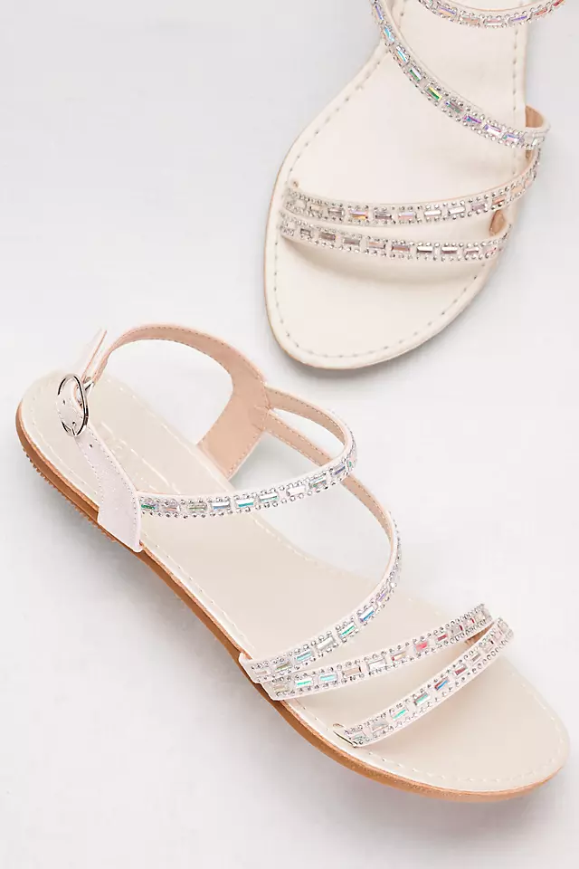 Asymmetric Strap Sandals with Crystal Details Image 4