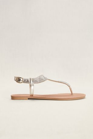 Geometric T-Strap Crystal Sandals | David's Bridal