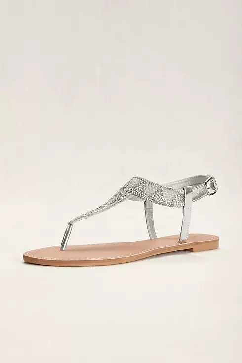 Geometric T-Strap Crystal Sandals Image 1