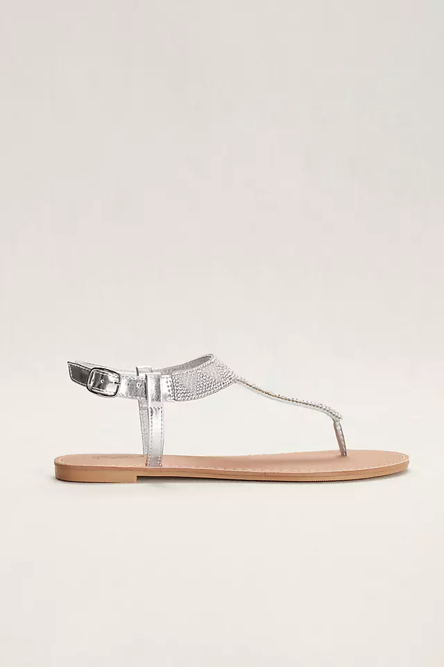 Geometric T-Strap Crystal Sandals Image 3