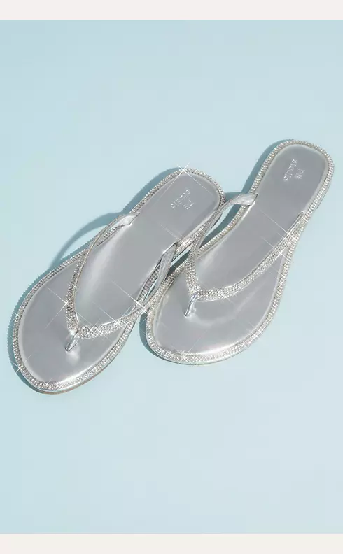 Metallic Thong Sandals with Pave Crystal Trim Image 3