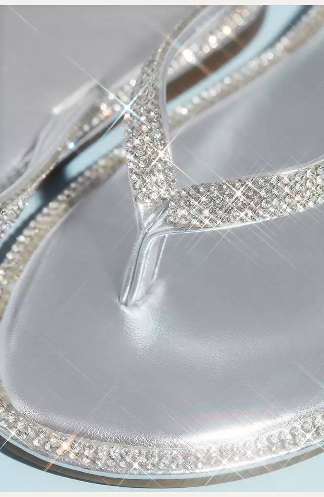 Metallic Thong Sandals with Pave Crystal Trim Image 4